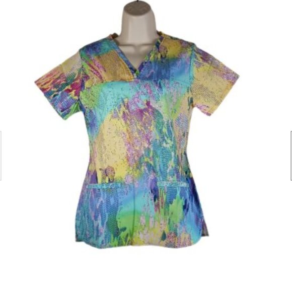 White Swan BIO Womens Scrub top Size XS Pastel Perfection - Picture 1 of 6